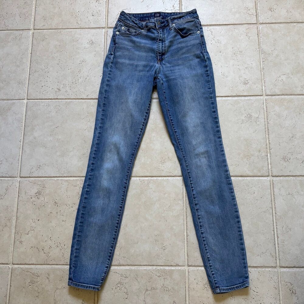 GAP High Rise Curvy True Skinny Jeans Womens 28T Tall Medium Wash Denim Stretch